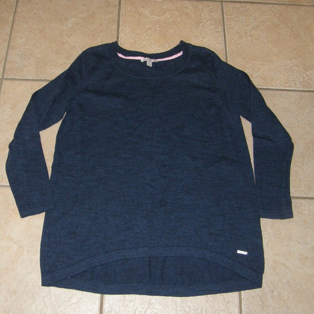 ISAAC MIZRAHI Navy Blue Sz Large Soft Stretchy Cotton Lightweight Tunic Sweater
